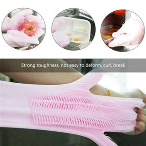 Magic Reusable Silicone Gloves with Wash Scrubber, Heat Resistant