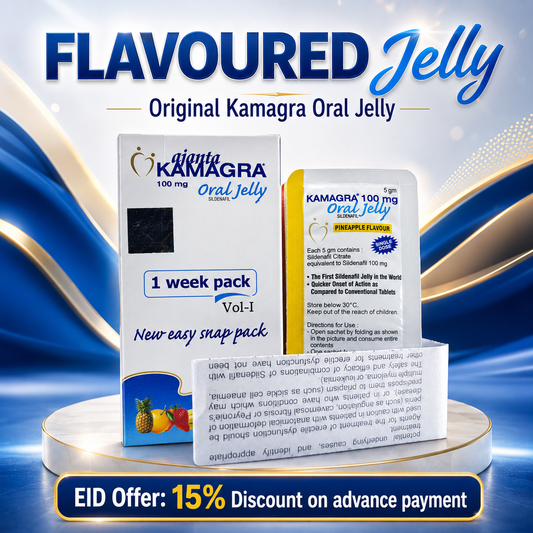 Kamagra Oral Jelly 100mg by Ajanta Pharma - Flavored 7 Sachets