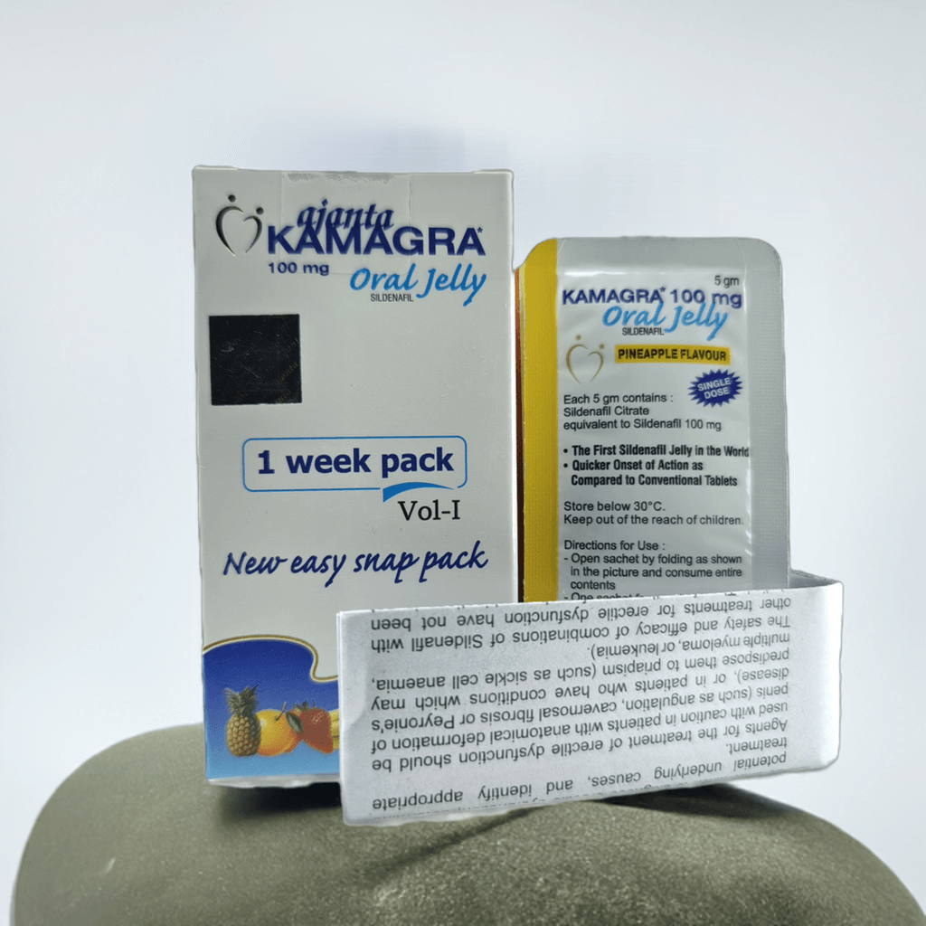 Kamagra Oral Jelly 100mg by Ajanta Pharma - Flavored 7 Sachets - CurePill